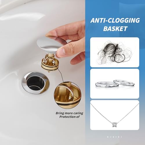 BWE One-Piece Pop-Up Sink Drain, - Image 5
