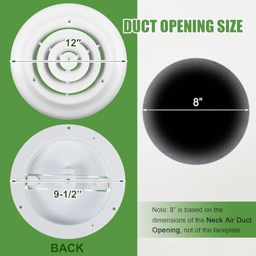 Therwen 2 Set 8 Inch Round Ceiling Diffuser Vent Cover - Image 2