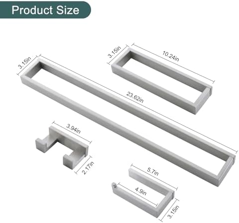 Brushed Bathroom Hardware Accessories Set 4 Pieces Brushed Nickel Towel Bar Set - Image 6