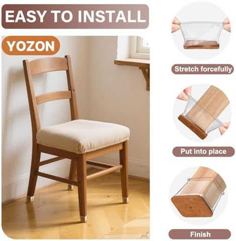 YOZON Chair Leg Floor Protectors Silicone Caps Felt Furniture Pads Covers - Image 5
