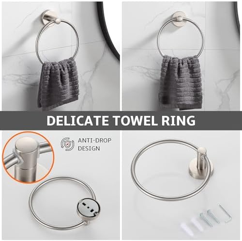 BGL Bathroom Accessory Set, 4-Piece Brushed Nickel Towel Racks - Image 3