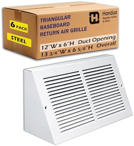 Fits 12x6 Duct Opening | Steel Triangular Baseboard Return Air Grille by Handua by Handua