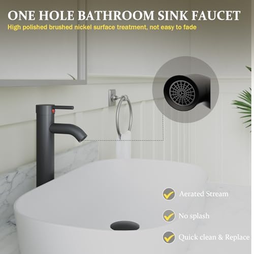 Bathroom Faucet Vessel Sink Faucet Brass, Matte Black - Image 5