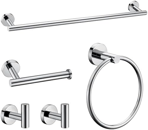 5 Pieces Polished Chrome Bathroom Hardware Accessories Set, SUS304 Stainless by Meetuniquestylesandneeds