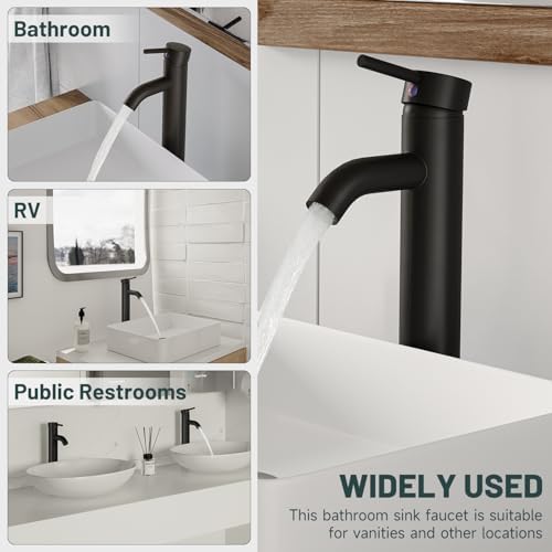 Matte Black Bathroom Faucet, Vessel Sink Faucet - Image 6