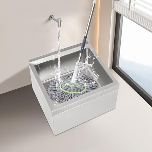 Commercial Mop Sink 24x24x13in, 304 Stainless Steel Utility Mop Basin - Image 2
