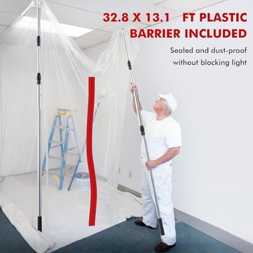 Asixxsix Dust Barrier Pole Kit, Retractable Zipper Wall Poles Kit - Image 2