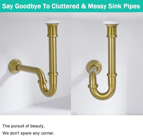Brass P Trap 1 1/4 Sink Drain Pipe Champagne Bronze - Image 3