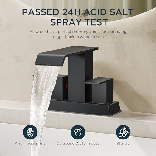 FORIOUS Matte Black Bathroom Faucets 3 Hole - Image 2