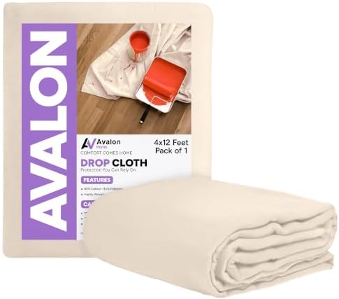 Canvas Drop Cloth for Painting 4x12 feet Pack of 1-8oz Painters Drop Cloths for by Unknown