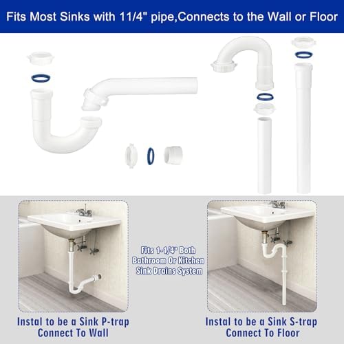 Yariwiz 1-1/4 inch White Bathroom Drain Kit - Image 2