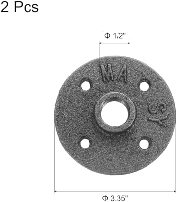 uxcell 2 Pack Industrial Pipe Floor Flange, Iron Pipe Fittings, 1/2 Inch - Image 2