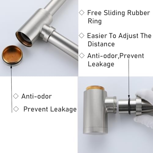 RANDOM Brass Round Bottle P-Trap 1 1/4, Raise and Lengthen Adjustable Basin - Image 4