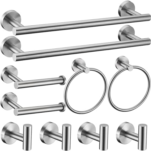 10 Pieces Brushed Nickel Bathroom Hardware Set Include 16inch Towel Bar by Meetuniquestylesandneeds