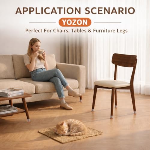 YOZON Chair Leg Floor Protectors Felt Furniture Pads Silicone Caps - Image 6