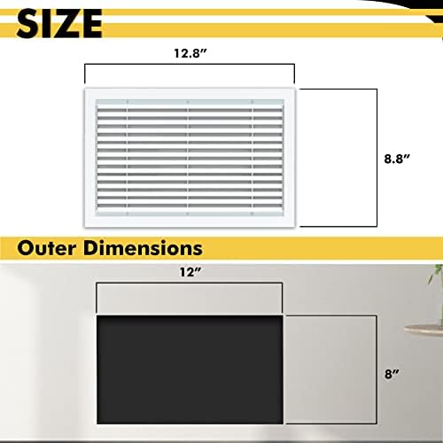 Linear Bar Air Grille 12" X 8", Aluminum Air Supply/Return Grilles, Easy Air - Image 2