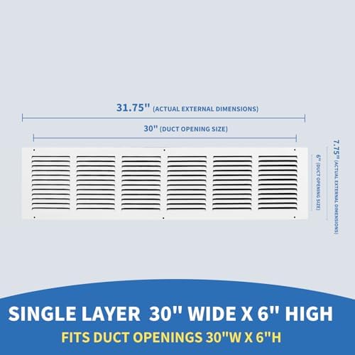 30x6 Return Air Grille, Air Return Vent Cover, AC Vent Cover, 30x6 Cold Air - Image 2