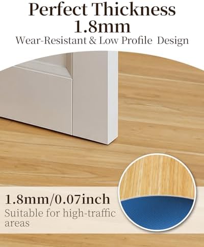 5'×6.6' Non Slip Vinyl Rug Waterproof 1.8mm Thick, Woodgrain Pattern Vinyl - Image 5