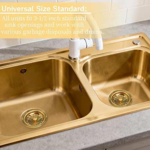 10 Pcs 3-1/2 Inch Gold Kitchen Sink Plug Stainless Steel Sink Drain Strainer - Image 4
