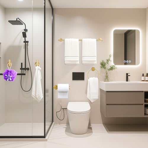 5 Pieces Brushed Gold Bathroom Hardware Accessories Set, SUS304 Stainless Steel - Image 2
