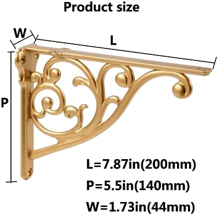 Gold Heavy Duty Shelf Brackets 8 x 5.5 Inch, Rustic Gold Iron L Shelf Bracket - Image 4