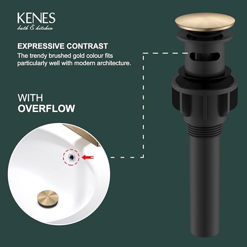 KENES Champagne Bronze Pop Up Bathroom Sink Drain Assembly - Image 3