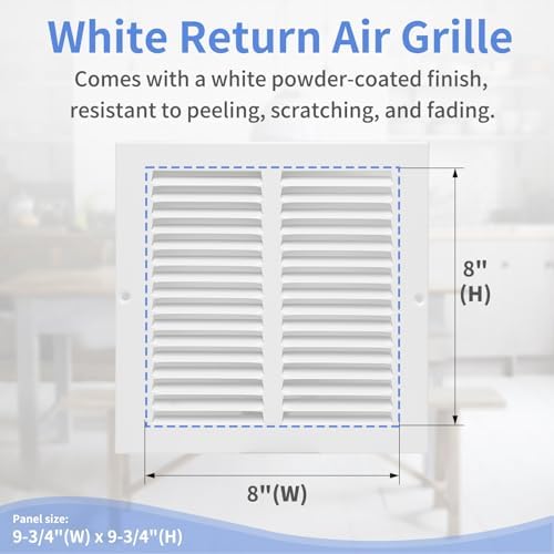 Howeall 8"W x 8"H Steel Return Air Grille, Air Return Vent Cover - Image 3