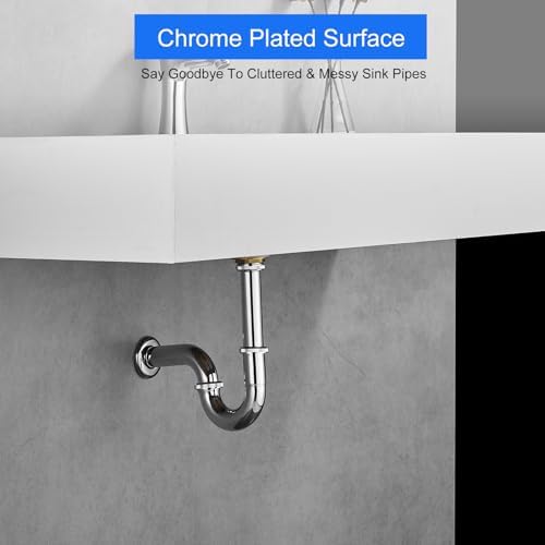 1-1/4" U-Shape Bottle Trap Overflow Drain Kit Stainless Steel Chrome - Image 2