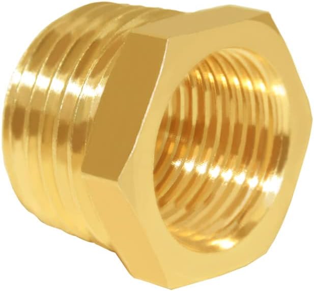 Hooshing 6PCS Brass Reducer Hex Bushing 1/2" NPT Male x 3/8" NPT Female | Heavy - Image 3