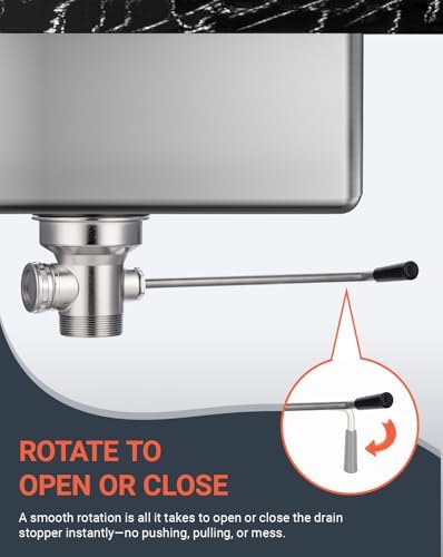 Twist Drain Handle for Commercial Kitchen Sink, Stainless Steel - Image 5