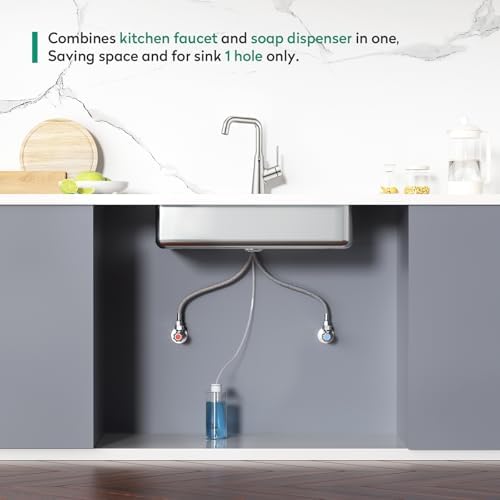 CREA Kitchen Faucets with Soap Dispenser, Swivel Right Angle Spout Bar Sink - Image 5
