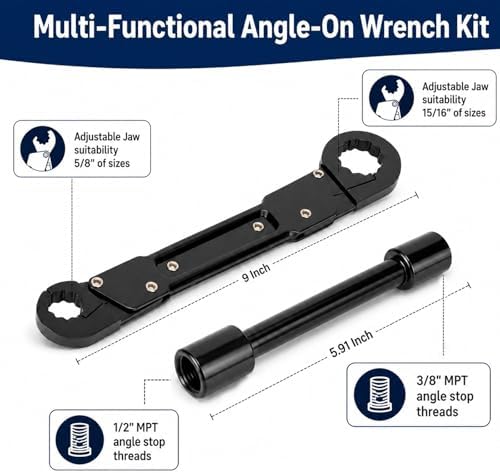 Compression Sleeve Puller & Pipe Wrench Kit Plumbing Tools, Angle Stop Wrench - Image 3