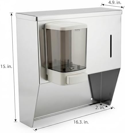 16 Inch Wall Mount Soap and Paper Towel Dispenser - Image 3