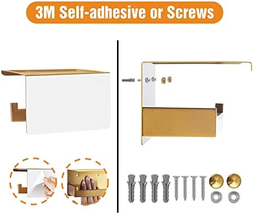 HITSLAM Toilet Paper Holder Brushed Brass, Adhesive Wall Mount, No Wobble - Image 4