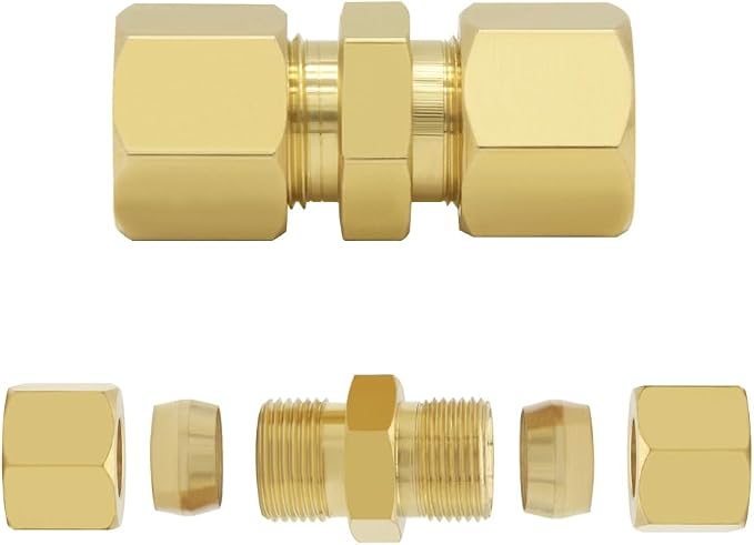 Hooshing 10PCS Brass Compression Tube Fitting 3/8" OD x 3/8" OD Connector - Image 3