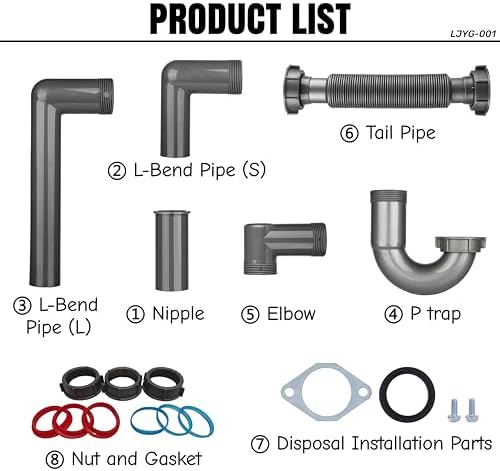 Garbage Disposal Installation Kit, 1-1/2-Inch Kitchen Sink Drain Pipe - Image 3