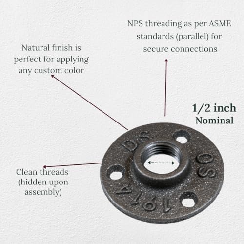 1/2" FLANGE: Industrial Threaded Black Iron Pipe Fittings; Natural - Image 3