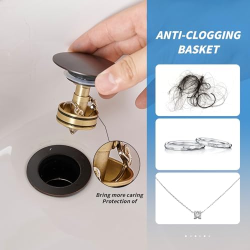 BWE Oil Rubbed Bronze One Piece Bathroom Vessel Sink Drain Stopper - Image 5
