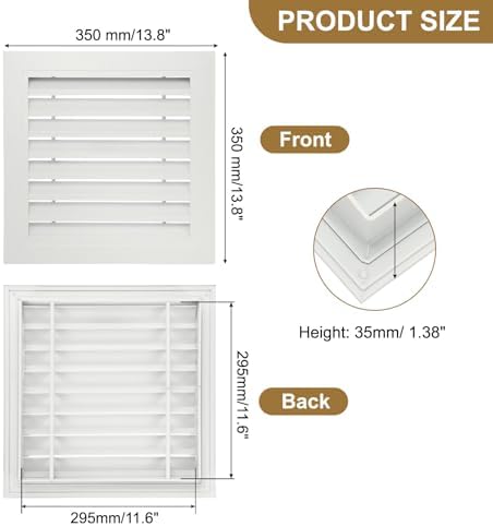 PATIKIL 12" x 12" Aluminum Return Grille, Air Supply Vent Cover Linear Bar - Image 2