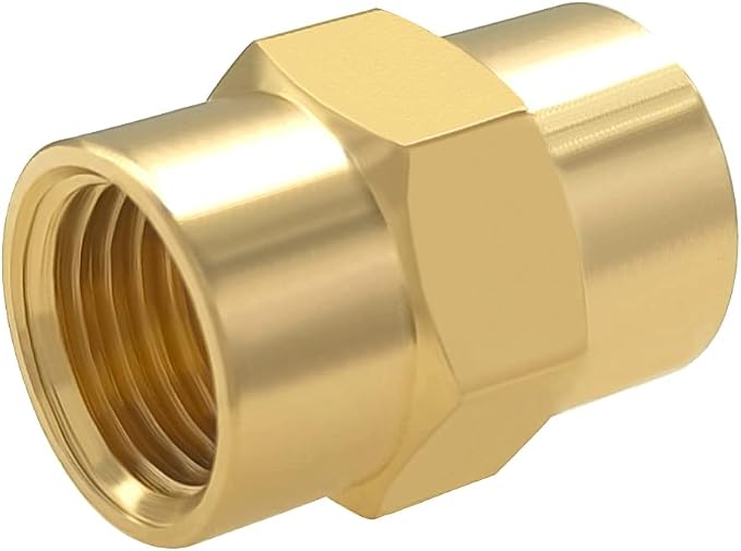 Hooshing 10PCS Brass Coupling Pipe Fitting, 1/8" x 1/8" NPT Female Coupler - Image 4