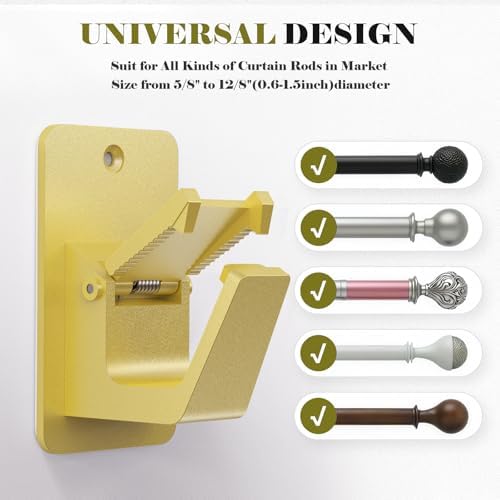 No Drill Curtain Rod Brackets, Universal Curtain Rod Holder, 4 Pack Self - Image 2