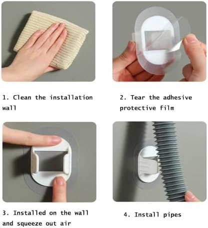 6 Pack Washing Machine Drain Hose Holder Guide Wall Mount Self-adhesive Fixing - Image 3