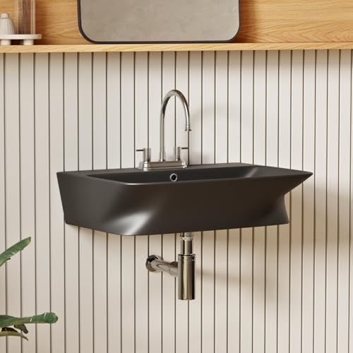 24''W x 17''D Matte Black Floating Sink by LosFlexiOfficial
