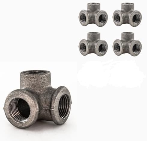 1/2" 3-WAY ELBOW: Industrial Threaded Black Iron Pipe Fittings; Natural by PRIMPIPEWORKS