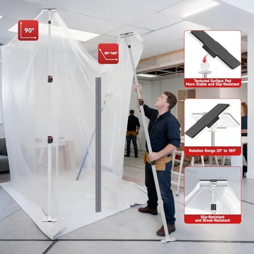 12FT Dust Barrier Poles, 4 Pack Zipper Wall Pole Kit - Image 5