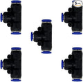 5 Pcs 1/8" x 1/8"x 1/8" Pneumatic T Shaped 3 Way Tube Reducer Connector by ROZESAZZ