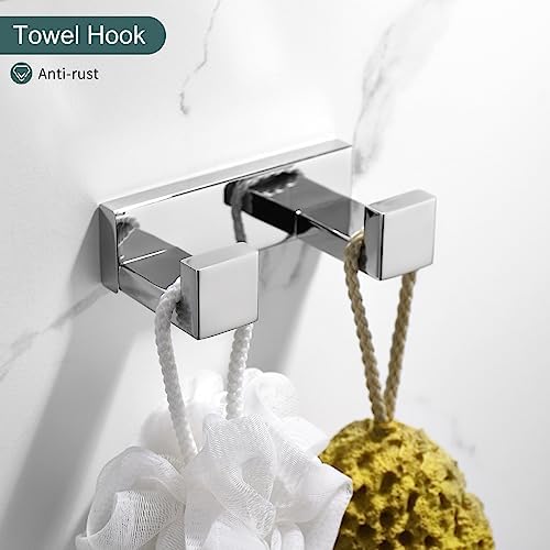 4-Pieces Bathroom Hardware Set, Polished Chrome Towel Bar Set, Wall Mounted - Image 5