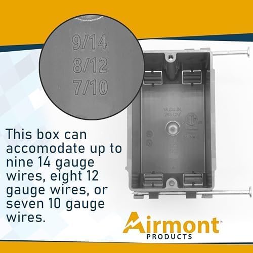 Plastic Electrical Box, Single Gang New Work Junction Box, Captive Nails - Image 4