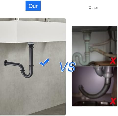 U-Shape P-Trap Kit, 1-1/4" Stainless Steel Sink Drain no Overflow - Image 4