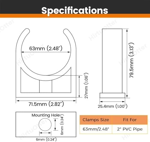 U-Shaped PVC Pipe Clamps Hanger White 63mm/2.48" - Image 2